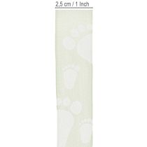 Artículo Cinta de regalo decoración de pies de bebé bautismo verde 25mm 16m