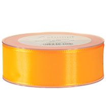 Artículo Cinta de regalo decorativa, cinta de seda naranja, 40 mm, 50 m