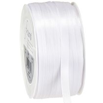 Artículo Cinta de regalo, cinta decorativa, cinta de raso blanca, 6 mm, 50 m