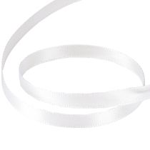 Artículo Cinta de regalo, cinta decorativa, cinta de raso blanca, 6 mm, 50 m