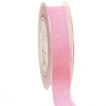 Artículo Cinta de regalo cinta con motivo de espiga blanco rosa 25mm 15m