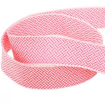 Artículo Cinta de regalo cinta con motivo de espiga blanco rosa 25mm 15m