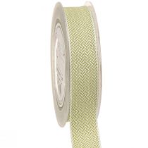 Artículo Cinta de regalo cinta decorativa con motivo de espiga blanco verde 25mm 15m