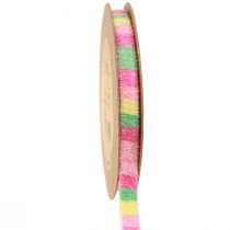Artículo Cinta de regalo cinta decorativa felpa rayas de colores 10mm 10m