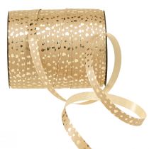 Artículo Cinta de regalo cinta rizadora con corazones marrón dorado 10mm 100m