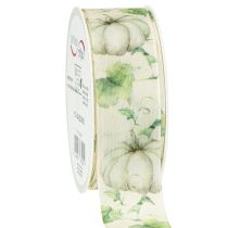 Artículo Cinta de regalo cinta calabaza verde otoño 40mm 15m