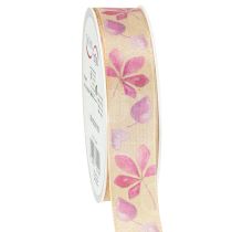 Artículo Cinta de regalo hojas de otoño moradas cinta decorativa otoño 25mm 20m