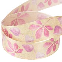 Artículo Cinta de regalo hojas de otoño moradas cinta decorativa otoño 25mm 20m