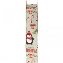Cinta de regalo Feliz Navidad pinguinos Cinta navideña 25mm 8m