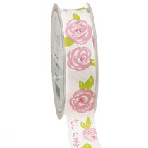 Artículo Cinta de regalo rosas “Ti amo” cinta decorativa romántica 25mm 20m
