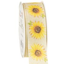 Artículo Cinta de regalo girasoles cinta amarilla 40mm 15m