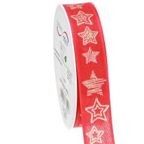 Artículo Cinta de regalo estrellas cinta navideña oro rojo 25mm 18m