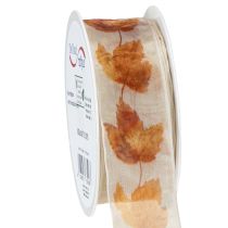 Artículo Cinta de regalo cinta de orillo hojas de arce otoñales 40mm 15m