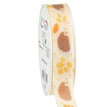 Artículo Cinta de regalo cinta de orillo erizo de otoño 15mm 18m