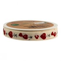 Artículo Cinta de regalo corazones cinta decorativa de algodón 15mm 20m