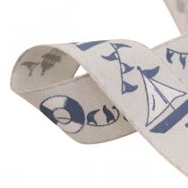 Cinta de regalo cinta tejida decoración marítima azul, gris 25mm 18m