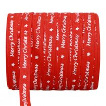 Artículo Cinta de regalo roja “Feliz Navidad” algodón 10mm 100m