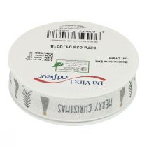 Artículo Cinta de regalo Navidad Feliz Navidad Gris 25mm 18m