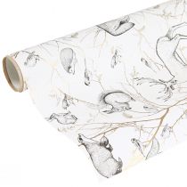 Artículo Papel de regalo animales blanco gris dorado otoño invierno 200cm