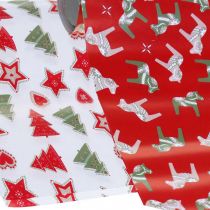 Artículo Papel de regalo rojo navideño, blanco 4 hojas en un juego 50 × 70cm