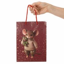 Artículo Bolsa de regalo con motivo de ratón y estrellas para Navidad, 24 cm, 2 unidades