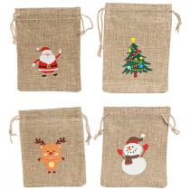 Artículo Bolsa de regalo Navidad bolsa de yute natural 10×13cm 8ud
