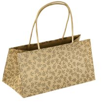 Artículo Bolsa de regalo de papel con hojas marrones naturales 20×10×10cm 6 uds