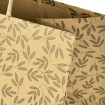 Artículo Bolsa de regalo de papel con hojas marrones naturales 20×10×10cm 6 uds