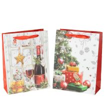 Artículo Bolsa de regalo de Navidad 8 cm x 18 cm H24 cm juego de 2