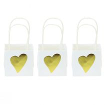 Artículo Bolsas de regalo con asas papel oro blanco 8,5×8,5×8cm 12ud