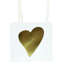 Artículo Bolsas de regalo con corazones y asas oro blanco 10,5cm 12ud