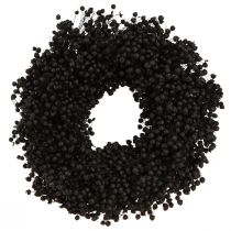 Artículo Corona de lino seco flores secas negro Ø25cm