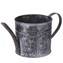 Artículo Regadera de metal con decoración de flores grises y negras Ø13cm H13cm