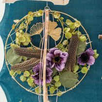 Ginkgo deco percha dorada decoración vintage de metal Ø16cm 3pcs
