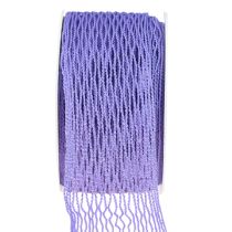 Cinta de malla, cinta de rejilla, cinta decorativa, violeta, reforzada con alambre, 50 mm, 10 m