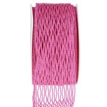 Cinta de malla, cinta de rejilla, cinta decorativa, rosa, reforzada con alambre, 50 mm, 10 m