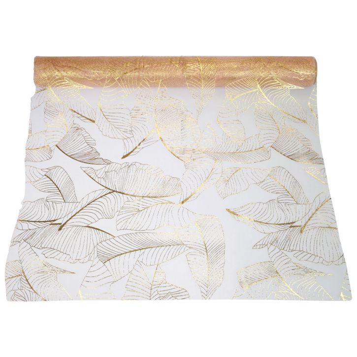 Artículo Camino de mesa camino de mesa de otoño decoración de hojas naranja dorado 48x450cm