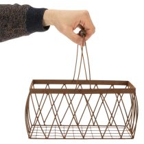 Artículo Cesta de alambre, metal, aspecto oxidado, 28x13,5x14 cm, 2 piezas