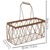 Artículo Cesta de alambre, metal, aspecto oxidado, 28x13,5x14 cm, 2 piezas