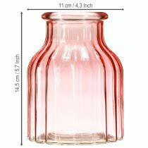 Artículo Jarrón de cristal retro teñido de rosa Ø11cm H14.5cm 2uds