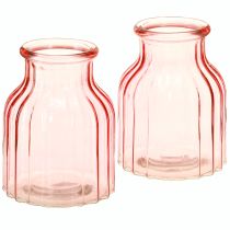 Artículo Jarrón de cristal retro teñido de rosa Ø11cm H14.5cm 2uds