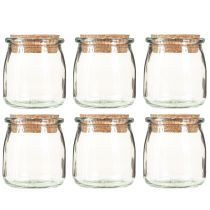 Artículo Decoración de Cristal con Corcho Vintage Transparente Natural Ø7cm H8cm 6 uds