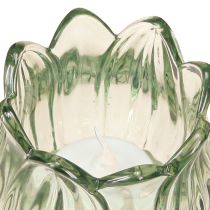 Artículo Portavelas de cristal portavelas tulipán verde Ø7cm H7cm 2uds