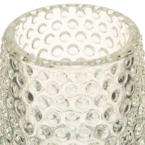 Artículo Portavelas de cristal con base de puntos y ranuras H15cm 2 piezas
