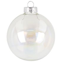 Artículo Bolas navideñas de cristal, transparente iridiscente, 7,5 cm, 12 piezas