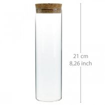 Vaso con tapa de corcho Cilindro de vidrio con corcho Claro Ø6cm H21cm