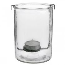 Artículo Linterna de cristal con portavelas metal negro Ø13,5×H20cm