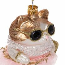 Artículo Adornos de cristal con forma de gato y tutú para decorar el árbol de Navidad, 11 cm, 2 unidades.