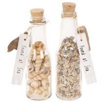 Artículo Decoración de botella de vidrio con conchas y colgante, decoración de mesa marítima, 17 cm, 2 piezas