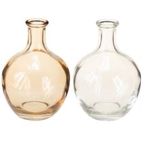 Artículo Mini jarrón de cristal ámbar y transparente Ø7,5cm H11cm 4uds